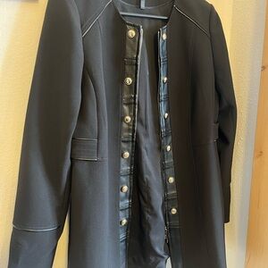 Black Long Coat with Button Details